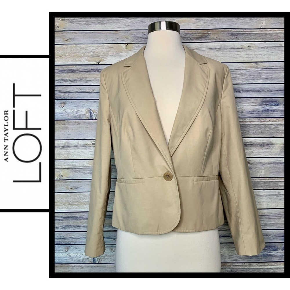 NWT Loft Petites Notch Collar, Single Button Khaki Blazer, Size 10P